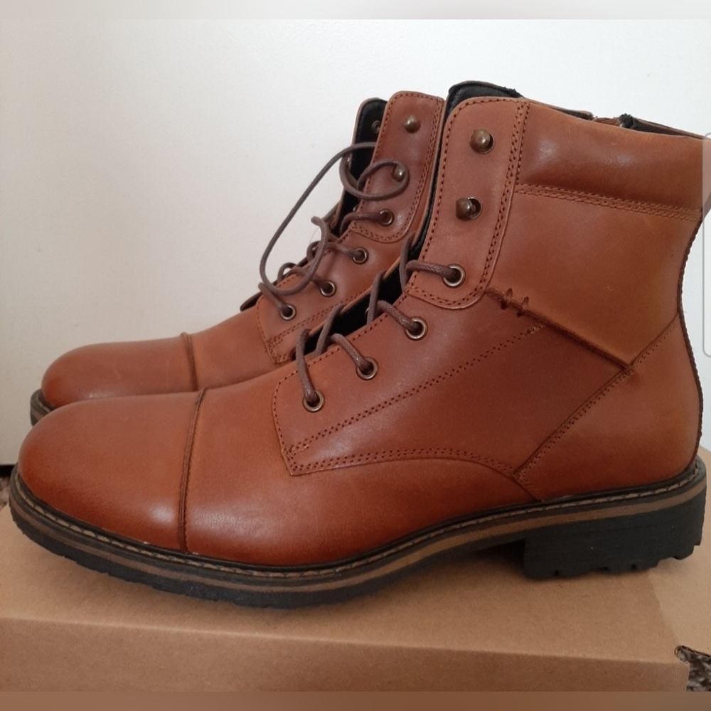 BP Mens Leather Derek Cap Toe Boots 12 (45 Eur) NEW